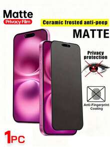 适用于 17 Pro Max 的 2.5D 磨砂防窥屏保护膜，防窥、防刮、自修复，陶瓷磨砂材质，9H 硬度，兼容 17/16 Pro Max/16 E/16 Plus/15 Pro Max/14/13/12/11/XR/X/XS/7/8 - 黑色 - 查看 36