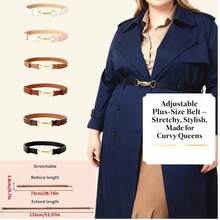 1pc Plus Size Adjustable Gold Buckle Slouchy Belt, Suitable For Jeans, Casual Wear, Jackets, Dresses, Bohemian PU Leather Cross Texture Belt For Daily Wear Fall, Autumn, Halloween - Lock - View 14