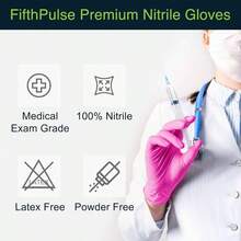 Fuchsia Hot Pink Nitrile Disposable Gloves - 50 Count - 3 Mil Nitrile Gloves Medium - Powder and Latex Rubber Gloves - Surgical Exam Gloves - Food Safe Cooking Gloves - X CH + 50 - Ver 6