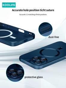 Koolife 17 Pro Max Phone Case, Magnetic Wireless Charging, Full Soft Cover, Protective Case, Ultra-Thin Matte Metal Paint, Lens Full Coverage, Integrated Buttons, Compatible With Apple 17 Pro Max/17/17 Pro/17 Air/11/12/12 Pro/12 Pro Max/13/13 Pro/13 Pro Max/14/14 Plus/14 Pro/14 Pro Max/15/15 Pro/15 Plus/15 Pro Max/16/16 Pro/16 Plus/16 Pro Max - Dark Blue - View 5