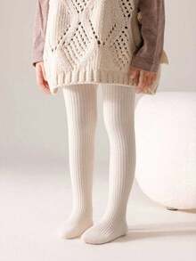 半条装儿童/女童薄款加绒保暖打底裤，纯色休闲可爱踩脚裤，柔软舒适的保暖内衬，适合秋冬季日常穿着、上学、户外活动、居家、旅行。