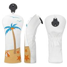 Coconut Tree Design Golf Club Head Cover, Fashionable Golf Club Head Cover, Embroidery Design, Durable Dustproof, The Best Protection For Golf Clubs. - White - View 5