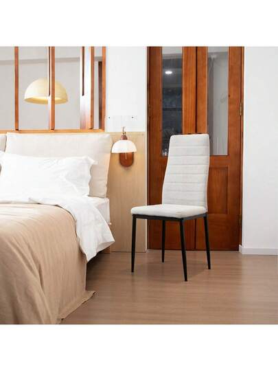 Set Of Dining Chairs High Backrest, Metal Frame Padded Seat Com Tafel Room, Living Room Office view 8