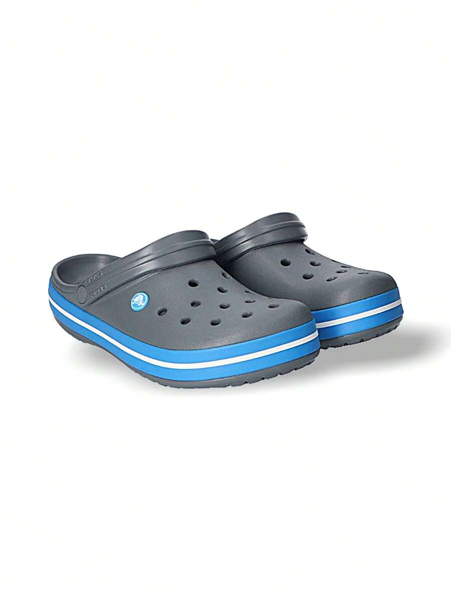 Crocs 男女通用木屐，吸汗透气，防晒防风保暖，百搭纯色，易洗速干，适合运动、户外跑步、日常穿着，男女款，蓝色/灰色，货号：11016-07W - 藍/灰色 - 查看 1