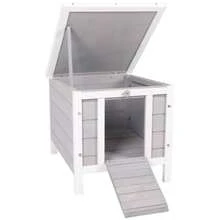 Weather-Resistant Wooden Rabbit Hutch With Run - Bunny Cage Guinea Pig House Ferret Pet Habitat For Small Pets - Grey - View 2