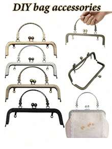 Metal Handbag Frame With Handle - Vintage Style Kiss Lock Frame, Suitable For DIY Bag Making, Embossed Arched Handle, Handbag/Clutch/Tote Repair And Sewing Accessories, Durable Metal Frame, Can Be Used For Making Coin Purse, Wallet And Crossbody Bag, Essential DIY Sewing Supplies, Must-Have For Bag Makers, Crafters, Fashion Designers And Artisans. - Multicolor - View 2