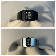 GUANQIN 1pc Y2K Futuristic Retro Quartz Watch, Fashionable Personalized High-Tech Waterproof Men's Watch, High-Quality Retro Men's Wristwatch, Suitable For Halloween, Christmas, Father's Day, Students, Festivals, Dates, Business, Daily Wear, Also As A Gift - Black - View 3