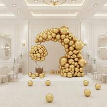 117 (1 Set) Gold Party Decoration Balloons Of Different Sizes, Balloon Wreath Arch Set, Unique Exploding Star Shaped Balloons, DIY Balloon Tree, Balloon Arch, Birthday, Wedding, Valentine's Day, Party Decoration, Festival, Wedding Balloon Bouquet, Balloon Set - Multicolor - View 6