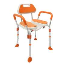 Duschstuhl, Höhenverstellbarer Duschstuhl mit Rückenlehne, Armlehnen, Badestuhl für Senioren, Schwangere Frauen, Behinderte - Orange - Übersicht 10