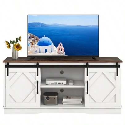 Large TV Cabinet, TV Stand, Sideboard, Entertainment Center With Two Sliding Doors, Adjustable Shelves For Living Room, Dining Room, Country House, Modern Design, 150*40*60cm