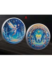 1枚牙仙纪念币礼品，乳牙收集奖励金属硬币玩具，节日礼物 - 彩色 - 查看 8