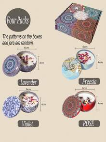 4/1Scented Candle Set With Colorful Box, Multiple Scent Combinations, Pleasant & Rich Fragrance, Smokeless, Long Burning Time - Christmas Gift Ideal For Family & Friends,Christmas Candle,Gift Sets For Women For Wedding, Birthday, Festivals, Wedding Souvenirs,Aromatherapy Candles For Home,Candle Present For Men And Women, For Birthday Christmas Day Yoga Bath, Valentine's Day Gift, Home, Hotel Decoration, Retro Pattern Design, Soy Wax,