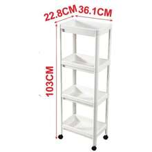 Estante de almacenamiento ancho de cuatro niveles, estante de cocina, estante de almacenamiento móvil, ahorra espacio, fácil de montar y fácil de limpiar, adecuado para baños, aseos, cocinas, habitaciones, balcones, etc. (Blanco 36,1 x 22,8 x 103 cm) - Colores mixtos - Ver 6
