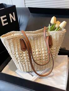 Structured Straw Bag – Style And Practicality In One Accessory - Creme - View 3