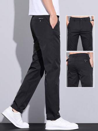メンズ 無地 カジュアル テーパードパンツ ポケット付き