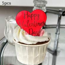 5个/10个/20个金色亚克力情人节蛋糕装饰摆件，求婚甜品桌心形装饰品 - 彩色 - 查看 38