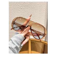 1PC New Vintage Design Oversized Square Fashion Glasses, High-End Street Style Party Festival Everyday Casual Eyewear Beach Accessories For Women Glasses Shades Plain Casual PC None - 咖啡棕 - 查看 2