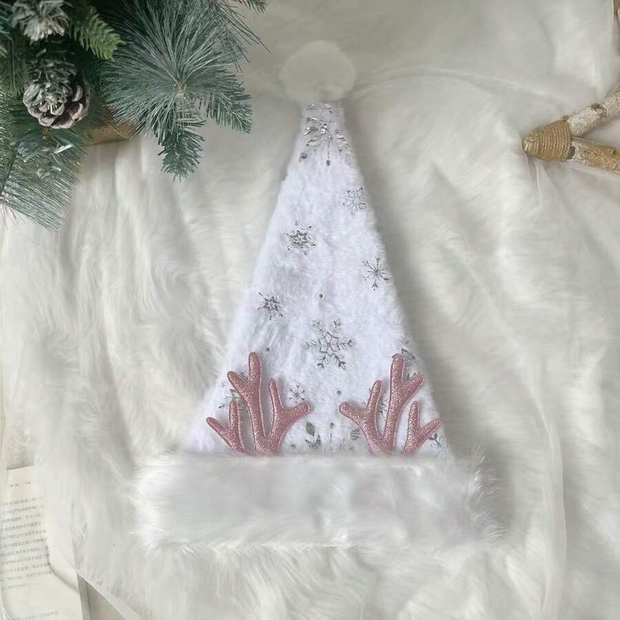 Family Santa Claus Hat, Women Antlers Christmas Cap For Christmas Party, Santa Cosplay Costume - White - View 1
