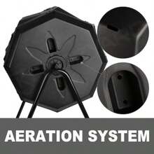 KOZYARD 160L Garden Composting Tumbler Dual Chamber Compost Bin Rotating Recycle Waste Garden Outdoor High Volume Composter Fast Composting 360 Degree Rotating W 2 Sliding Doors - Black - View 5