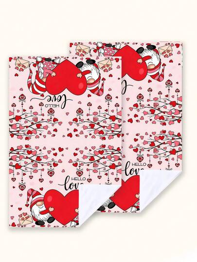 2 piezas Toallas del Día de San Valentín, toallas con diseño de corazón rosa y patrón de AMOR, paños de cocina, toallas de mano, paños de limpieza de cocina, adecuados para decoración de cocina, baño, fiesta al aire libre, regalo del Día de San Valentín