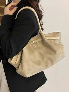 新款绒面革和皮革拼接复古优雅女士单肩包、斜挎包、手提包，大容量，耐用，轻便，用途广泛，适合工作、旅行、商务、化妆品收纳 - 彩色 - 查看 13