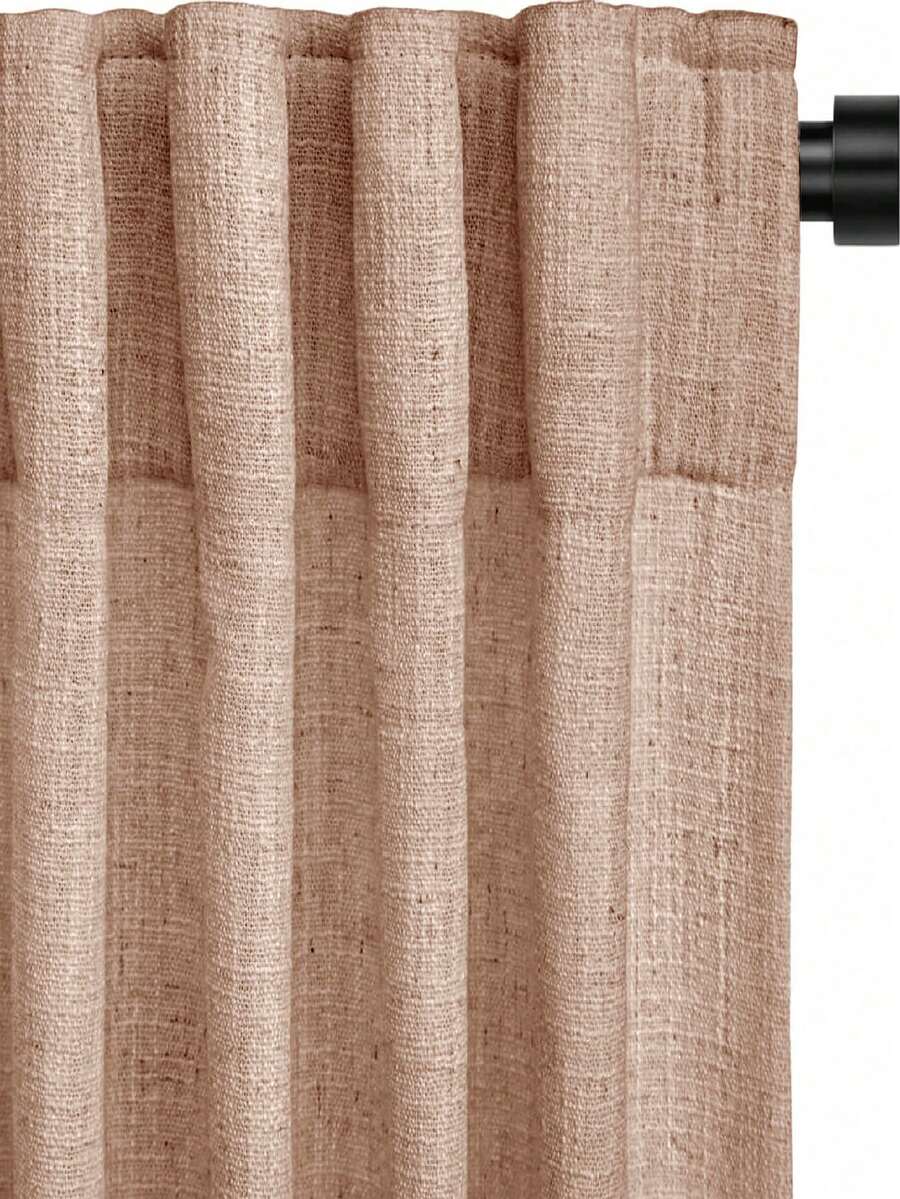 1 buah Tirai Tipis Linen - Gaya Linen Jepang, Desain Kantong Batang, Cocok Untuk Ruang Tamu Dan Kamar Tidur - Tirai Transparan Dan Penyaring Cahaya, Tirai Ruang Tamu - MultiWarna - View 1