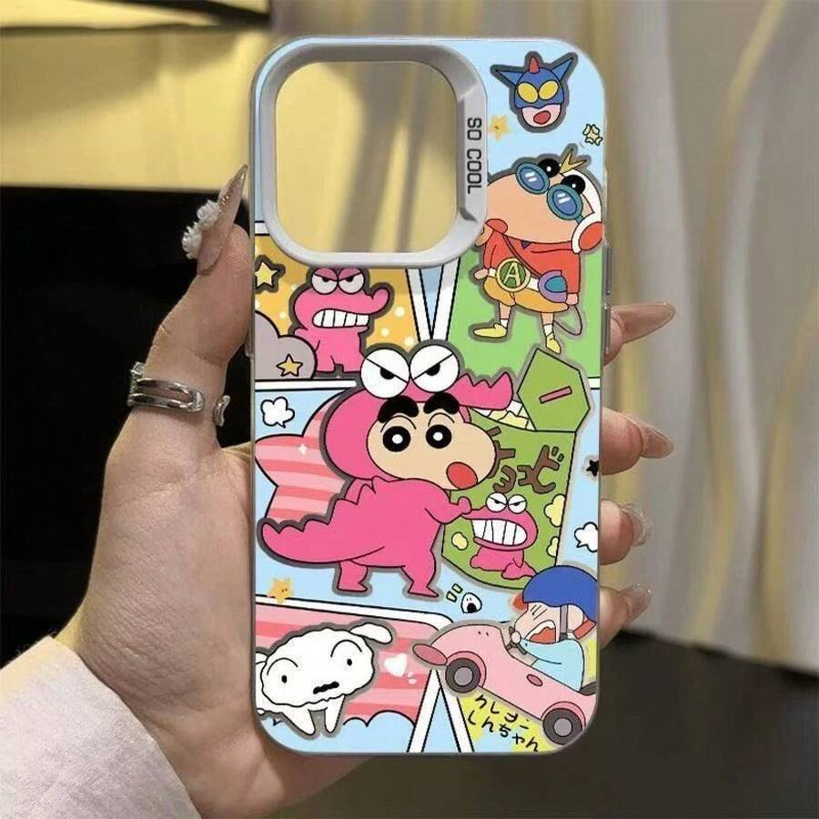 Ilustración de Cocodrilo Shin-chan Adecuada para Funda de Teléfono Apple 11 Pro Max  17 Creativa 16 Linda 15 Funda Dura - Plateado - Ver 1