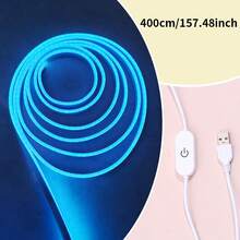 USB 柔性觸控調光 LED 霓虹燈條 1m/2m/3m/4m/5m 可調亮度 5V 環境照明燈條，適用於直播、化妝鏡、浴室梳妝鏡、臥室家居裝飾氛圍燈 - 冰藍色 - 查看 12