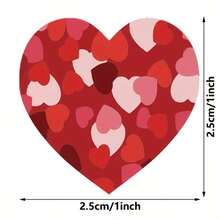 1 Roll 500pcs Heart-Shaped Valentine's Day Stickers, 8 Patterns Gift Wrapping Decoration Adhesive Labels, Gift Box Blessing Stickers, Holiday Labels - Multicolor - View 2