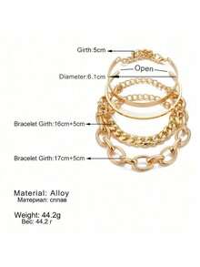 Set Of 4 Twist Bracelets - Adjustable, Minimalist And Stackable - Lucky Jewelry Gift - 金色 - 查看 2