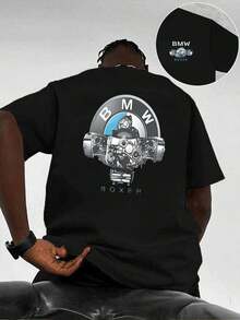 BMW Boxer Engine Graphic T-Shirt, 100% Cotton, Casual, Comfortable, Durable, Double-Sided Art Print. - 黑色 - 查看 1