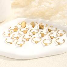 4pcs 304 Stainless Steel 18K Gold-Plated Multi-Style Adjustable Ring Tray Base DIY Charm Jewelry Making Accessories Women's Stainless Steel Jewellery Crafting Components - Ring Setting - View 4