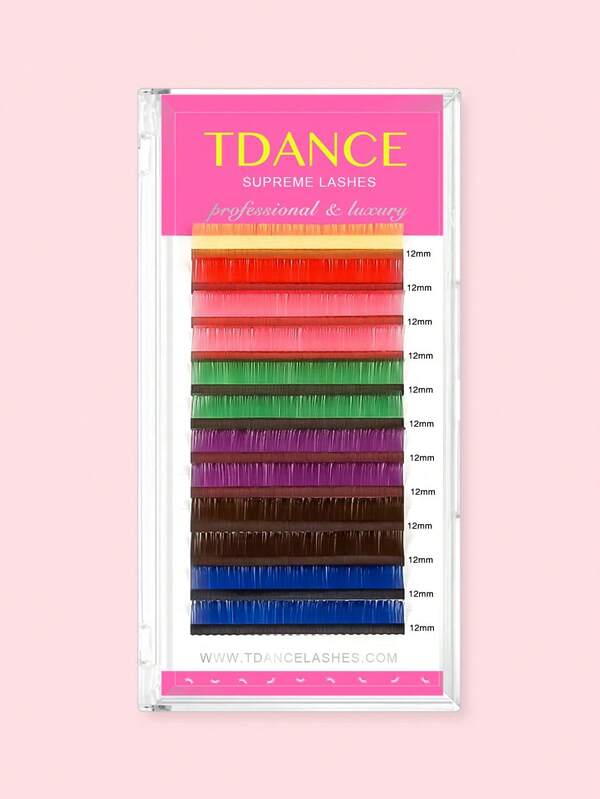 TDANCE 1box 12Rows Colorful Individual False Mix Color Volume Eyelashes Extensions Premium Classic Lashes Professional Soft Natural Lash Colored Lashes Multicolor Eyelash Extension 0.07 C/CC/D 12mm