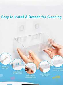 1pc Kids Bath Storage Rack, Drill-Free Installation, Hollow Bottom Bathroom Organizer Shelf