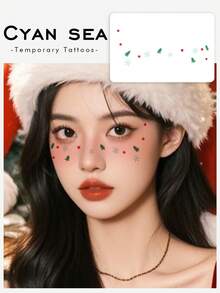 Một hình xăm trang trí mặt tạm thời chủ đề Giáng sinh - Hình cây thông Noel, ngôi sao, bông tuyết dễ thương, giữ được 3-5 ngày. - Nhiều màu - Xem 1