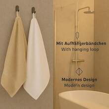 Betz Premium Towel Set 12 Pieces - 100% Cotton - Oeko-Tex Certified - High Grammage - Shower Towels, Hand Towels, Guest Towels & Wash Mitts Colour Graphite/Berry - White / Sand - View 6