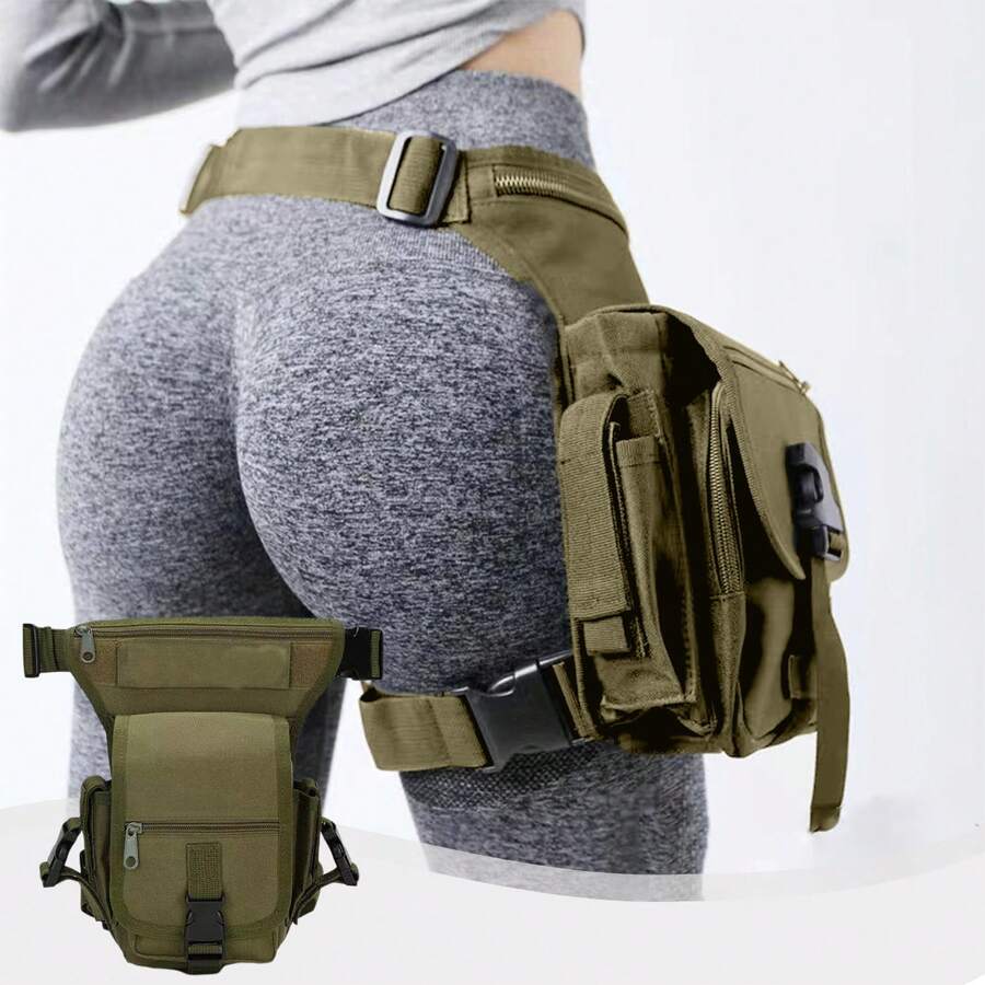 1PCS Cycling Leg Bag Outdoor Thigh Pack, Tactical Molle Waist Pack With Multi-Layer Storage Compartments, Adjustable Straps For Mountain Biking Motorcycle Riding Hiking Travel Festival Essentials EDC Gear - màu xanh lá - Xem 1