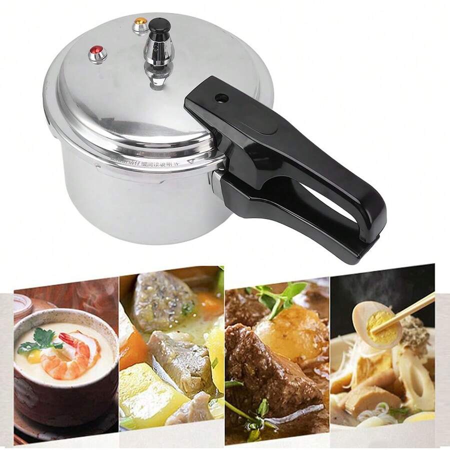 Stainless Steel Pressure Cooker With Glass Lid For Kitchen & Catering- Gas Stovetop Compatible, Induction Cooker Ready, Universal High Quality Saucepan For Cooking Soup, Rice, Porridge - Durable Cookware Finish, No Power Supply Needed - Silver - View 1
