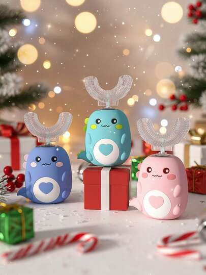 1 فرشاة أسنان كهربائية على شكل حرف U للأطفال مع رأس فرشاة واحد (سعة البطارية: 150 مللي أمبير)، 5 أوضاع تنظيف تلقائي 360 درجة مع اهتزاز لطيف، تصميم مقاوم للماء IPX7 بشكل ديناصور كرتوني لوقت الاستحمام الممتع وحماية اللثة، هدية مثالية لعيد الميلاد والعودة إلى المدرسة من الآباء والأجداد، أفضل هدايا عيد الميلاد للنساء، هدايا شخصية، ضروريات السفر