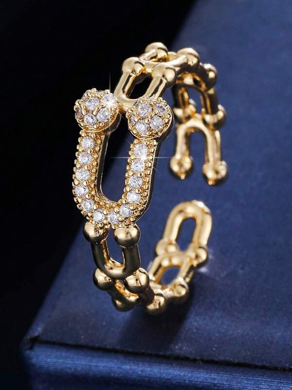 1pc Vintage Horseshoe Shaped Unique Design High-End Jewelry Ring