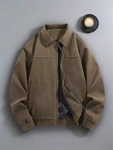 Men's Jacket, Autumn/Winter Wool Windbreaker Solid Color Jacket, Fashion Lapel Patchwork Artistic Motorcycle Jacket