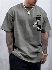 Diseño creativo de verano. Nueva llegada. Camiseta Astronaut para hombre. Con gráficos tipográficos, esta camiseta de manga corta a la última moda ofrece un estilo versátil para múltiples ocasiones - Gris - Ver 1