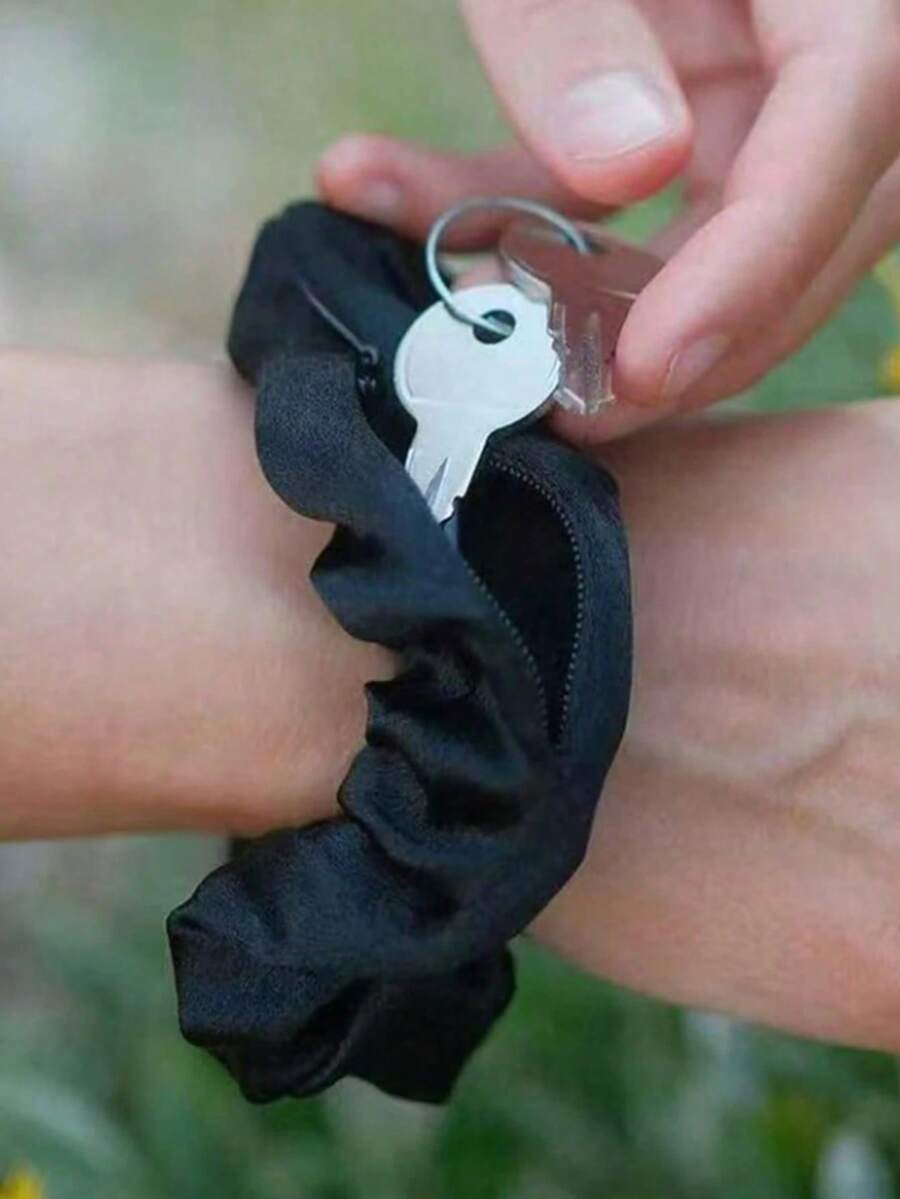 2 in 1 Fascia per capelli in velluto con tasca nascosta, accessorio per capelli multifunzionale per riporre contanti e piccoli oggetti, fascia elastica con cerniera e scomparto segreto per chiavi, regalo di Natale, regalo di Capodanno - Multicolore - Visualizzare 1