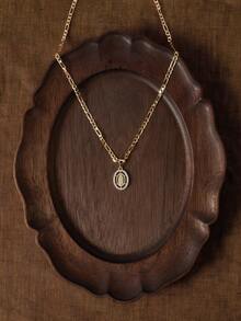 Glisma 1pc Fashionable And Simple Sparkling Copper Virgin Mary Pendant Necklace, Suitable For Gift Giving, Couple, Friends, Best Friends; Suitable For Everyday And Festive Wear And Prayer. - Yellow Gold - View 5