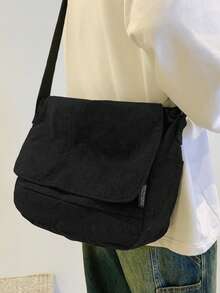 Bolso de hombro de mujer de gran capacidad, casual, versátil y de unicolor simple