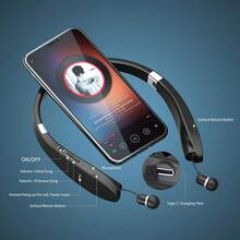Foldable Bluetooth Headset, Lightweight Retractable Bluetooth Headphones For Sports&Exercise, Noise Cancelling Stereo Neckband Wireless Headset (With Carry Case) Sleek Design, Ideal For Running & Sports - High-Quality Calls Anywhere, Wireless Earbuds, For Apple Phone, IPad, Laptops, For IOS, Android Users, Gifts For Family, Friends, Kids, Birthday,Spring, Holiday, New Year