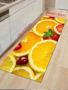 1件装柑橘、樱桃、石榴图案厨房地垫，现代农舍风格吸水速干厨房地毯，走廊地毯，室内入口地垫，无异味加厚柔软厨房地垫，防滑装饰厨房地毯，易于清洁的门垫 - 彩色 - 查看 12