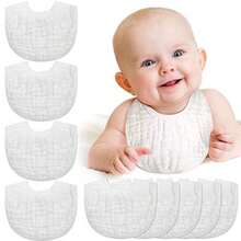 10 Pcs White Muslin Baby Bibs For Baby Boy Girl Cotton Drool Bibs Bulk Burping Cloth Adjustable Newborn Infant Bandana,Bibs,Baby Bibs,Newborn Bibs(White) - 白色 - 查看 7