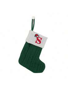 قطعة واحدة جوارب مصنوعة من الأكريليك مطرزة بشجرة وشخصية رجل الزنجبيل،ديكور منزلي لحفلة عيد الميلاد