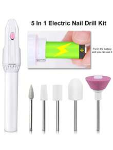 迷你电动指甲打磨机套装 5合1 修甲磨脚抛光美甲砂纸笔工具机 家用美甲沙龙用品 - 彩色 - 查看 3